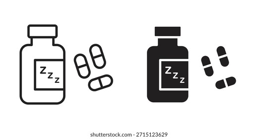 Ícone de pílulas para dormir no vetor. Tipo de logotipo