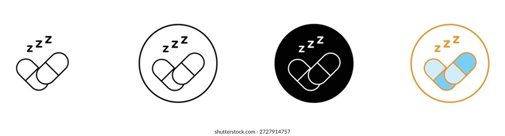 Schlaftabletten Icon Vektor. Ruhige Nacht Schlaf Symbol. Vektorgrafik.