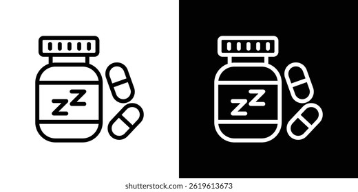 Símbolo del Vector del icono de las píldoras para dormir en estilo plano de moda