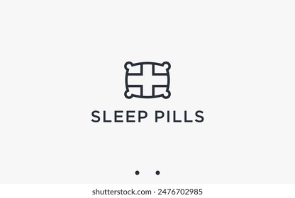 sleeping pills logo design vector silhouette illustration