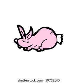 sleeping pink rabbit cartoon