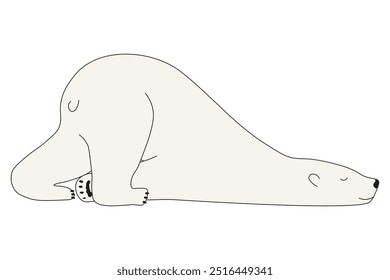 Sleeping polar bear isolated transparent background. Cute flat style polar bear template design. Simple vector illustration can used zoo poster design. EPS 10