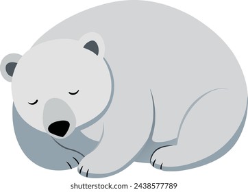 Sleeping polar bear on a white background. Vector illustration.