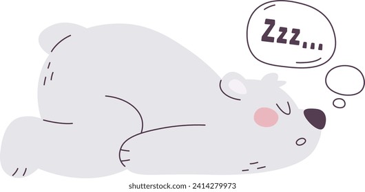 Sleeping Polar Bear Vector Illustration