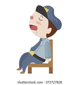 sleeping police cartoon vector