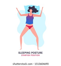 Sleeping position. Good night concept. Modern icon in a flat style. Editable vector illustration in bright colors isolated on white background.