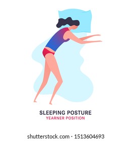 Sleeping position. Good night concept. Modern icon in a flat style. Editable vector illustration in bright colors isolated on white background.