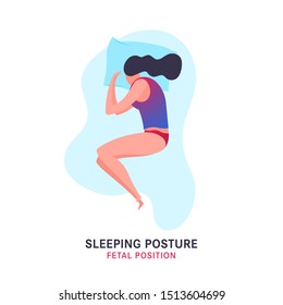 Sleeping position. Good night concept. Modern icon in a flat style. Editable vector illustration in bright colors isolated on white background.