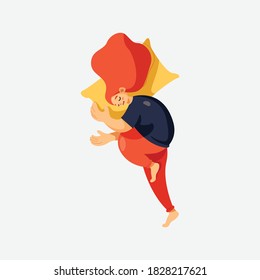 Sleeping position of woman vector on white background.