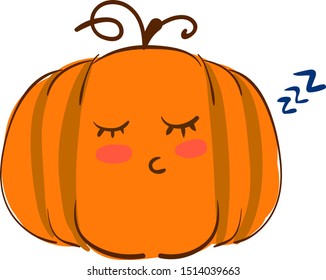 Sleeping pumpkin, illustration, vector on white background.