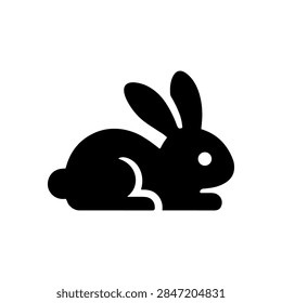Sleeping Rabbit Lying Down Cute Bunny Silhouette Icon