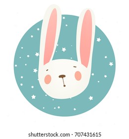 Sleeping rabbit on the background of the starry sky