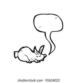 sleeping rabbit with speech bubble