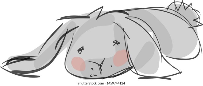 Sleeping rabbit, vector art, toy illustration. 