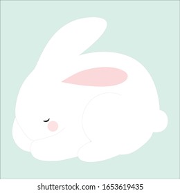 Sleeping rabbit vector illustration in soft tone