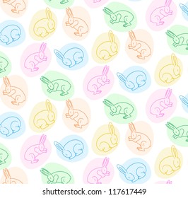 Sleeping rabbits and hares pattern. Happy easter pattern. Eggs and bunnies. Vector illustration