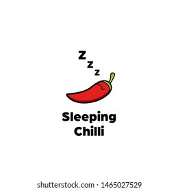 Sleeping red hot chilli pepper logo icon cartoon comic style icon mascot