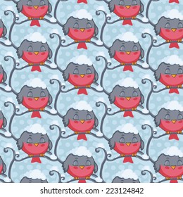 sleeping redbird seamless pattern