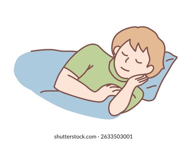 Sleeping, relaxation and comfortable rest concept. women napping and sleeping in beds with pillows under blankets. Hand drawn style vector design illustrations.