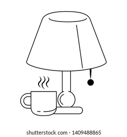 Sleeping and resting light lamo and tea mug cartoons vector illustration graphic design