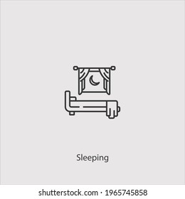 sleeping room icon vector icon.Editable stroke.linear style sign for use web design and mobile apps,logo.Symbol illustration.Pixel vector graphics - Vector
