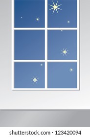Sleeping room window in the starry night