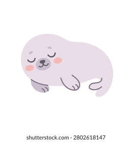 Sleeping Seal Illustration in Cute Ocean Animal Style