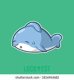 Sleeping Shark flat cartoon style icon vector illustration logo template for many purpose.