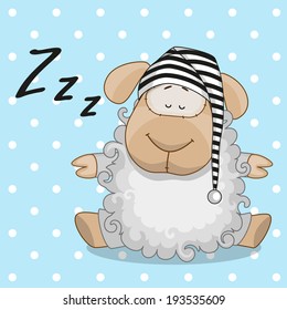 Sleeping sheep in a cap