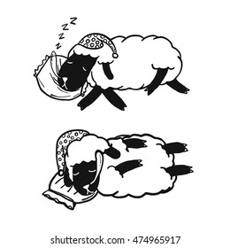 Sleeping Sheep, Funny Sheep Cartoon, isolated vector