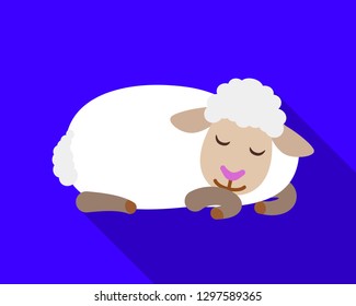 Sleeping sheep icon. Flat illustration of sleeping sheep vector icon for web design