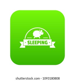 Sleeping sheep icon green vector isolated on white background