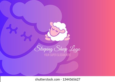 Sleeping sheep logo flat banner design