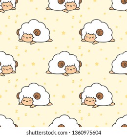 Sleeping sheep Seamless Pattern Background