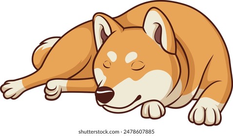 Ilustración vectorial shiba inu durmiendo