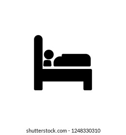 Sleeping, single bedroom hotel vector icon in solid/glyph style