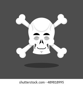 Sleeping skull emotion. Crossbones. Closed eye skeleton head