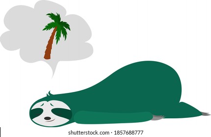 Sleeping sloth, illustration, vector on white background