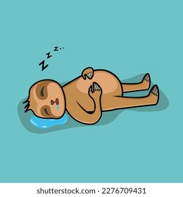 A sleeping sloth produces saliva vector illustration