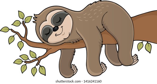 Sleeping sloth theme image 1 - eps10 vector illustration.