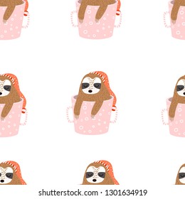 sleeping sloths vector pattern