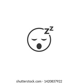 Sleeping Smile Face Sleep Emoji Emotion Icon Flat Vector Illustration.