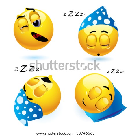 Sleeping smiley balls in different position
