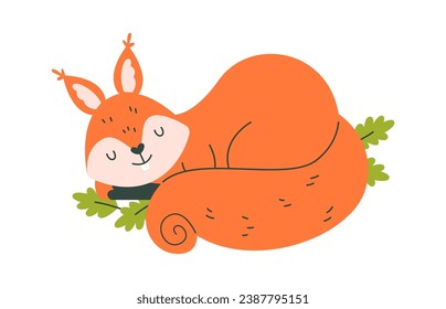 Sleeping Squirrel Animal Vector Illustration