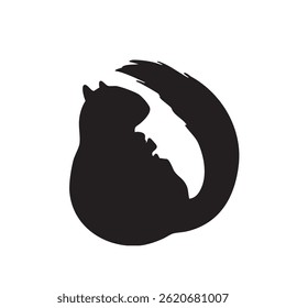 Sleeping Squirrel monochrome silhouette illustration	
