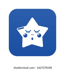Sleeping star icon blue vector isolated on white background