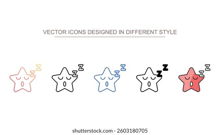 Sleeping Star icon design with white background stock illustration