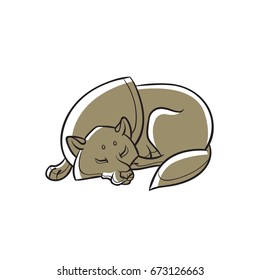 Sleeping stylized wolf - vector illustration in cartoon style