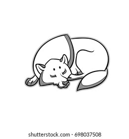 Sleeping stylized wolf - vector illustration in cartoon style
