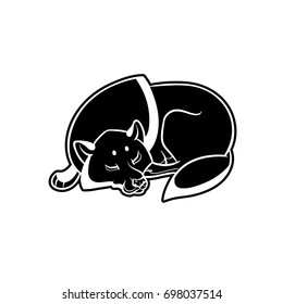 Sleeping stylized wolf - vector illustration in cartoon style